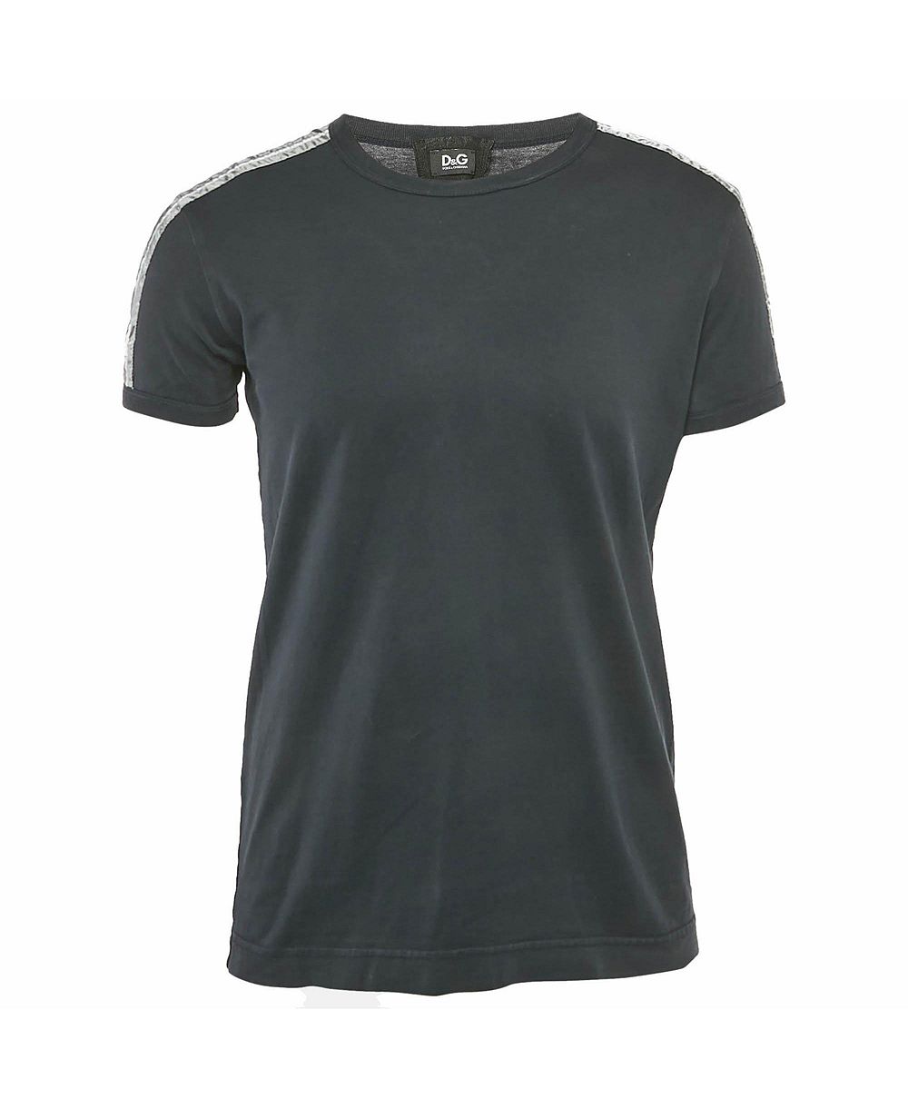 Pre-Owned Dolce & Gabbana Men's Cotton Striped Band Trim Detail Cotton T-Shirt
