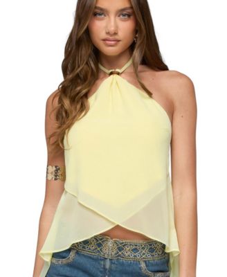 Топ Edikted Women's Chiffon Split Open Back Halter