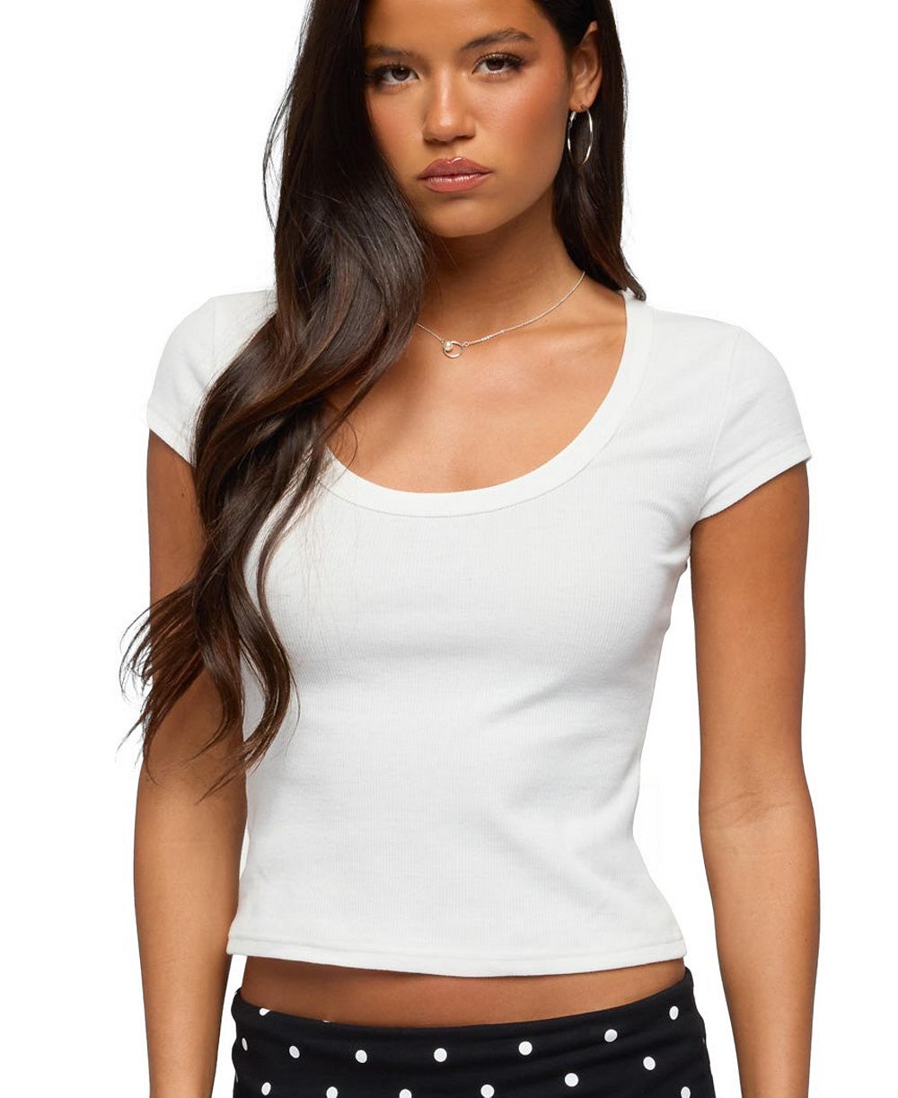 Edikted Women's Pamela Ribbed Scoop Neck T Shirt