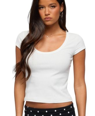 Edikted Женский Pamela Ribbed Scoop Neck T Shirt
