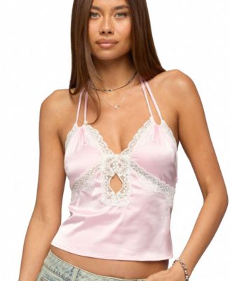 Edikted Women's Cove Lacey Cutout Satin Effect Top