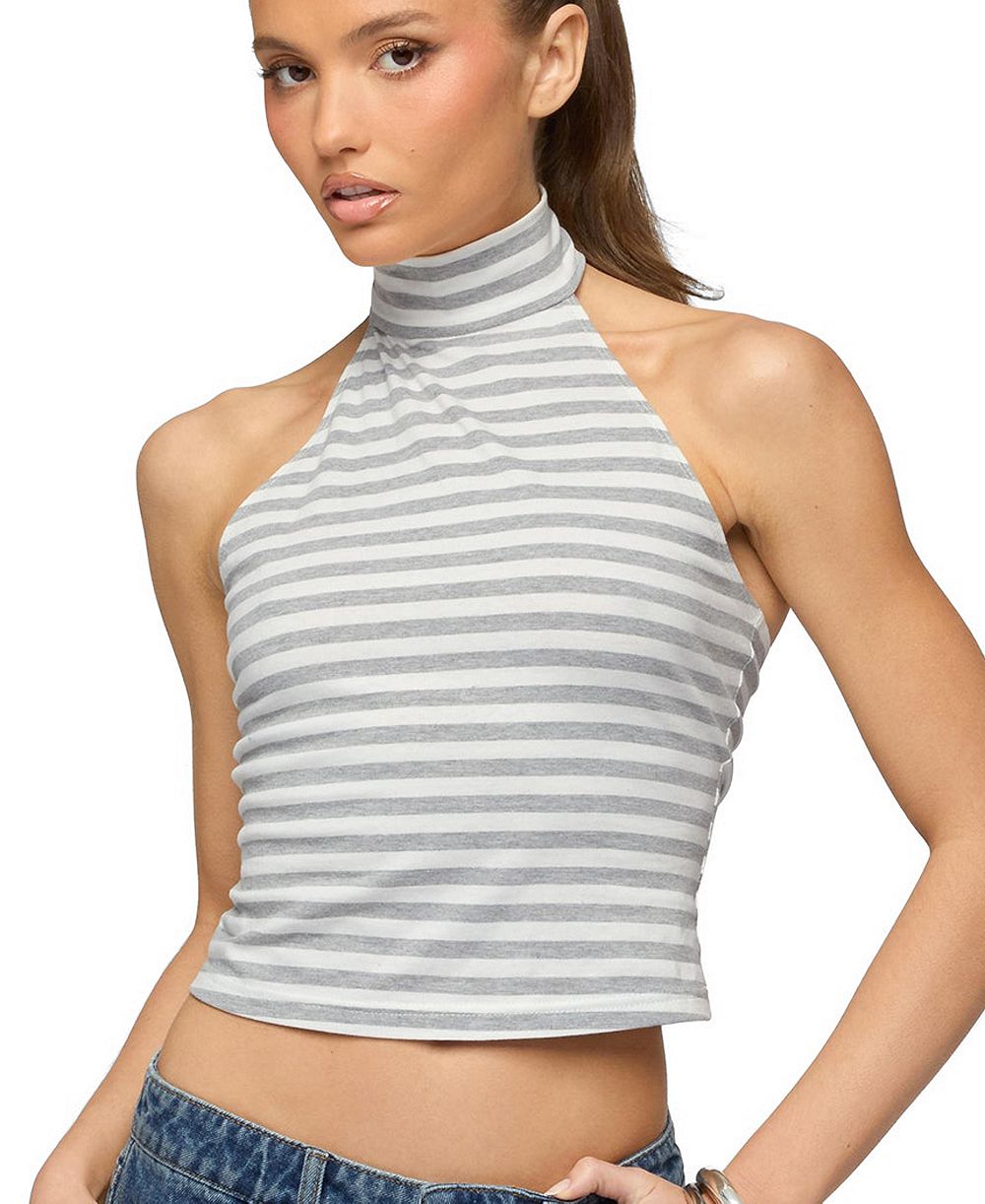 Edikted Женский топ Kay Striped High Neck Halter, полоска
