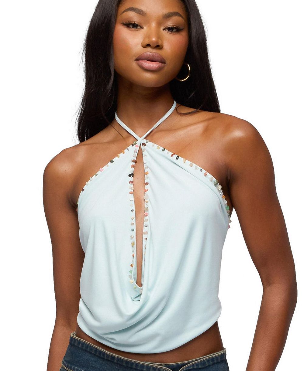 Edikted Women's Stone Backless Cowl Neck Top