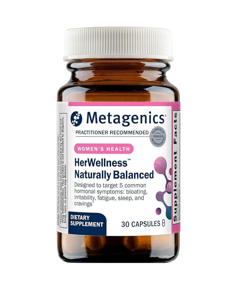 Metagenics HerWellness Balanced Women's Hormone Support с шафраном, корнем солодки, витамином B6 и хромом, 30 капсул