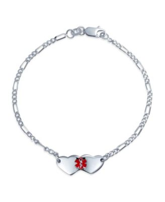 Bling Jewelry Dainty Heart Medical Identification Blank ID Bracelet .925 Sterling Silver Small Wrist