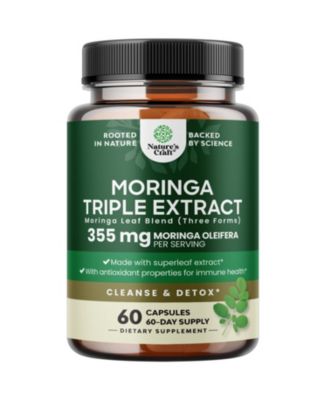 Nature's Craft Moringa Capsules Triple Extract Immune and Oxidative Stress Support, Non GMO 60 Capsules