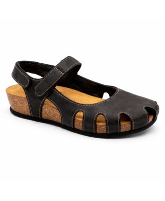 Plakton Women's Full Grain Suede Leather Closed-Toe Sandal Amy 2v