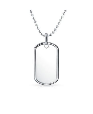 Мужской кулон-жетон Bling Jewelry Army Dog Tag Blank из серебра .925 с шариковой цепочкой 20 inch