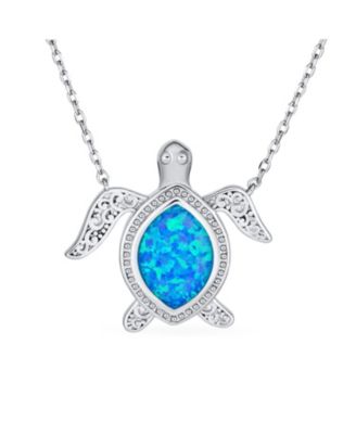 Подвеска-кулон Bling Jewelry Sea Turtle с инкрустацией Opal в серебре.925 Sterling Silver