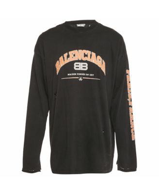 Pre-Owned Balenciaga Men's Logo Print Distressed Cotton Oversized T-Shirt