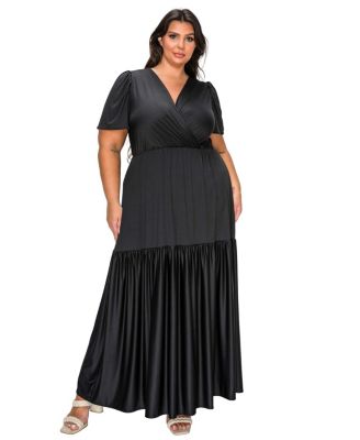 L I V D Women's Plus Size Violetta Tiered Surplice Dress