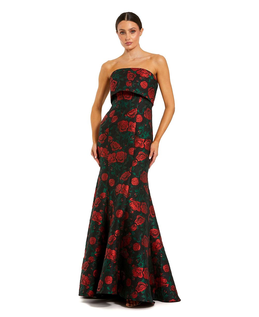 Женское вечернее платье Mac Duggal Strapless Floral Brocade Mermaid