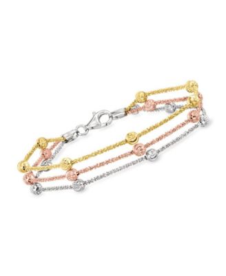 Simona Sterling Silver, Tri-Color Beaded Triple Strand Bracelet