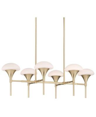 Possini Euro Design Davinos  Wide Satin Gold 6-Light Linear Pendant Light