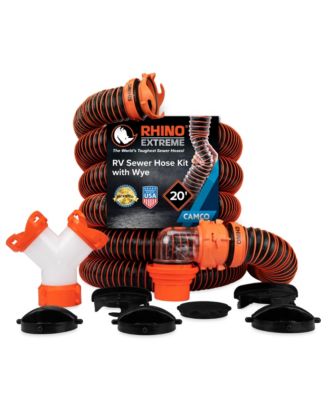 Комплект шланга для канализации Camco Rhino Extreme 20 Feet с 360 Degree Clear Swivel Wye Fitting