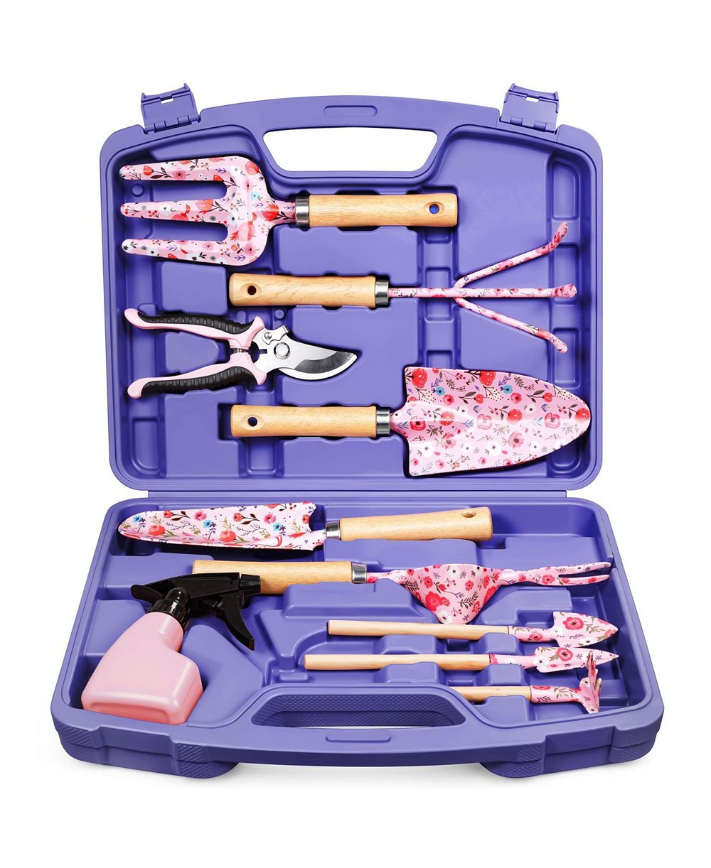 XDOVET Gardening Tools Set Trowel Rake Weeder Pruner Hard Case