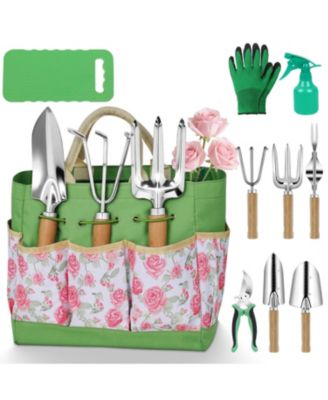 XDOVET Garden Tool Set Stainless Steel Heavy Duty Floral Tote Kit