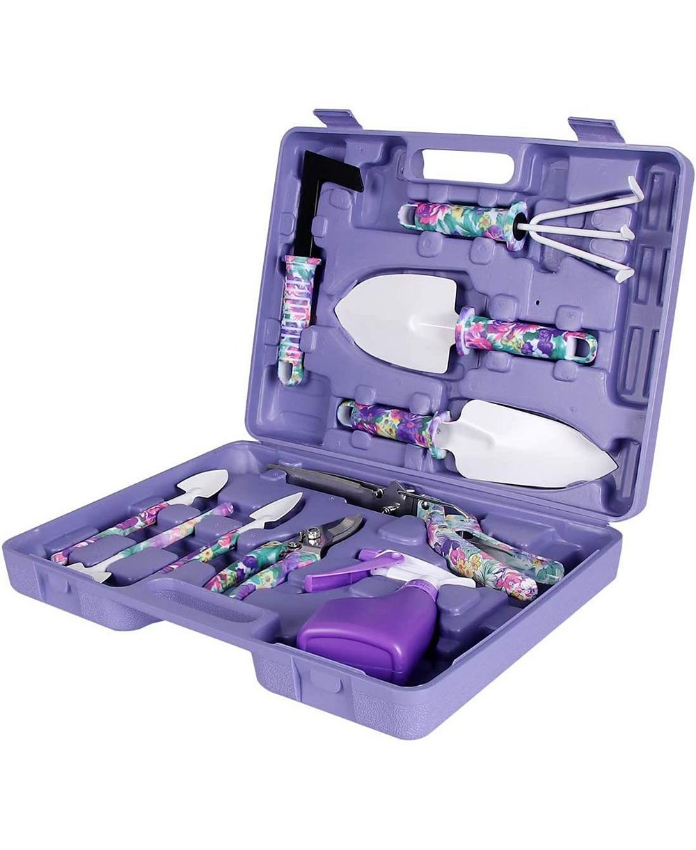 XDOVET Garden Tools Set Trowel Rake Weeder Pruner Shears Sprayer Case