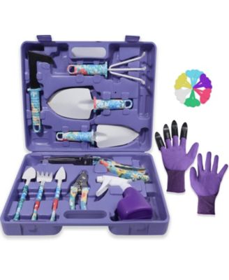 XDOVET Garden Tool Set Stainless Steel Heavy Duty Trowel Rake Weeder Pruner Shears Gloves Women