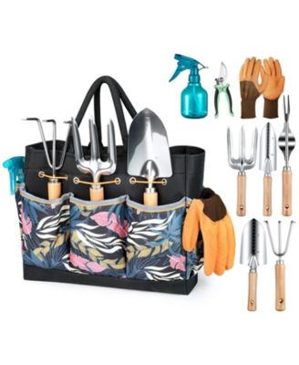 XDOVET Heavy Duty Gardening Tool Set Rust-Resistant Storage Tote