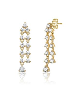 Rachel Glauber Elegant 14K Gold Plated CZ Chandelier Drop Earrings