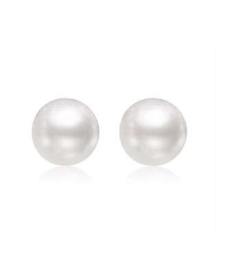Miss Circle Women Freshwater Pearl White Gold Vermeil Studs