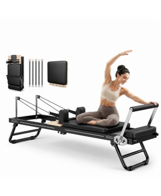 FED FITNESS складной алюминиевый пилатес-реформер с доской для прыжков, многофункциональный тренажер для дома, грузоподъемность 300 LBS