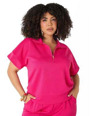 Женский трикотажный джемпер Plus Size Ashley Stewart Ribbed Athletic Knit Pullover