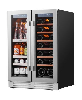 Виноохладитель Ca'Lefort 24-inch, 60 банок и 20 бутылок, Dual Zone French Doors, Stainless Steel