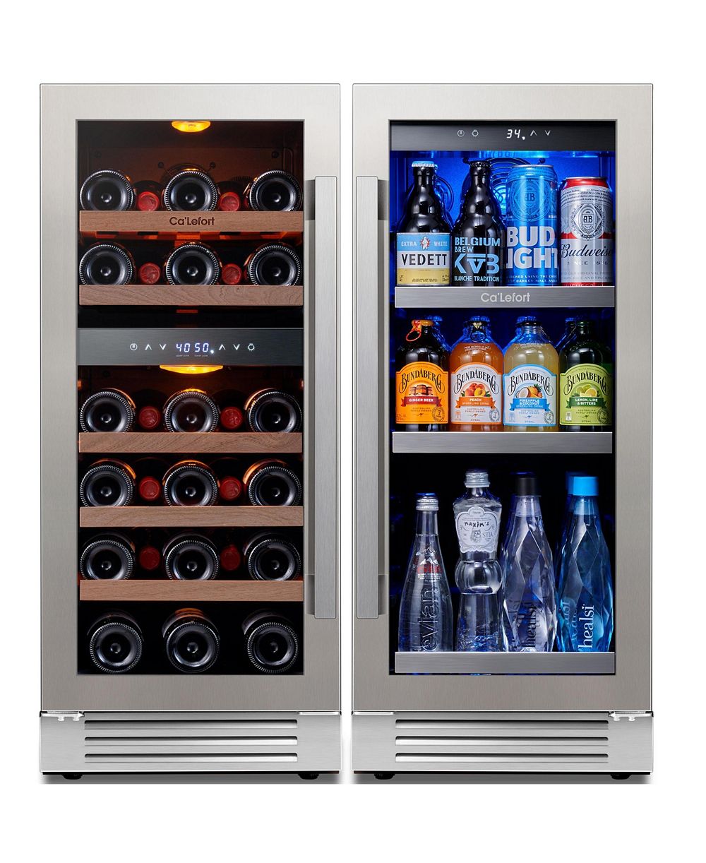 Ca'Lefort - 30-Inch Wine and Beverage Refrigerator, 3-Color LED, Built-In, Holds 100 Cans and 28 Bottles