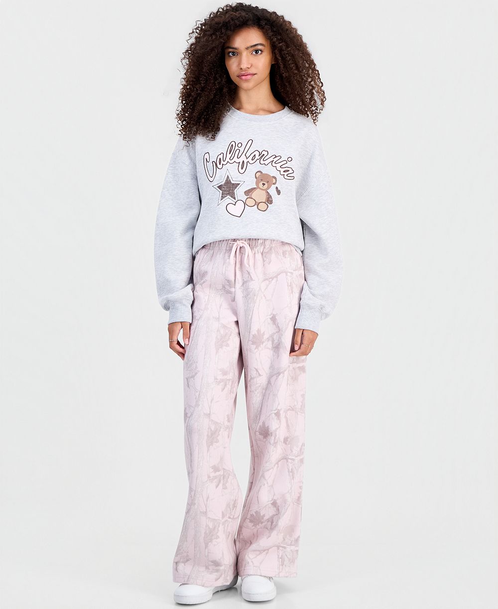 Женские спортивные брюки Almost Famous Juniors' Woodland Camo-Print Wide-Leg Sweatpants