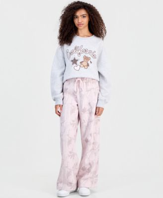 Madden Girl Juniors' Woodland Camo-Print Wide-Leg Sweatpants