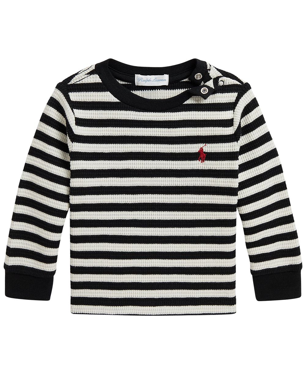 Polo Ralph Lauren Детская хлопковая футболка с рубчатым трикотажем и полосатым принтом для мальчиков
