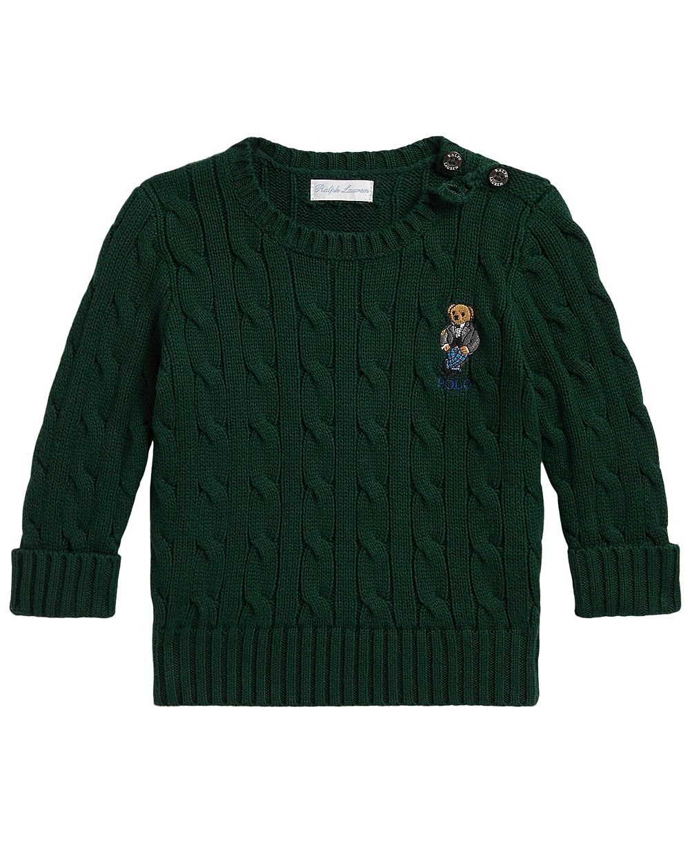 Детский хлопковый свитер с косами и медведем Polo от Ralph Lauren для мальчиков