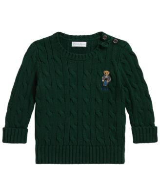Ralph Lauren Baby Boys' Polo Bear Cable-Knit Cotton Sweater