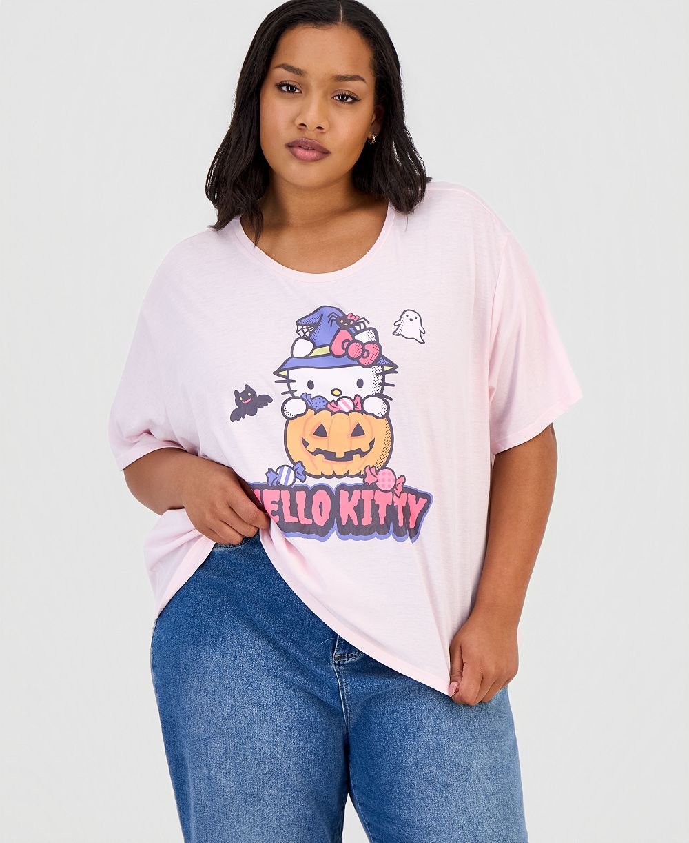 футболка Grayson Threads, The Label Trendy Plus Size Hello Kitty Halloween Graphic