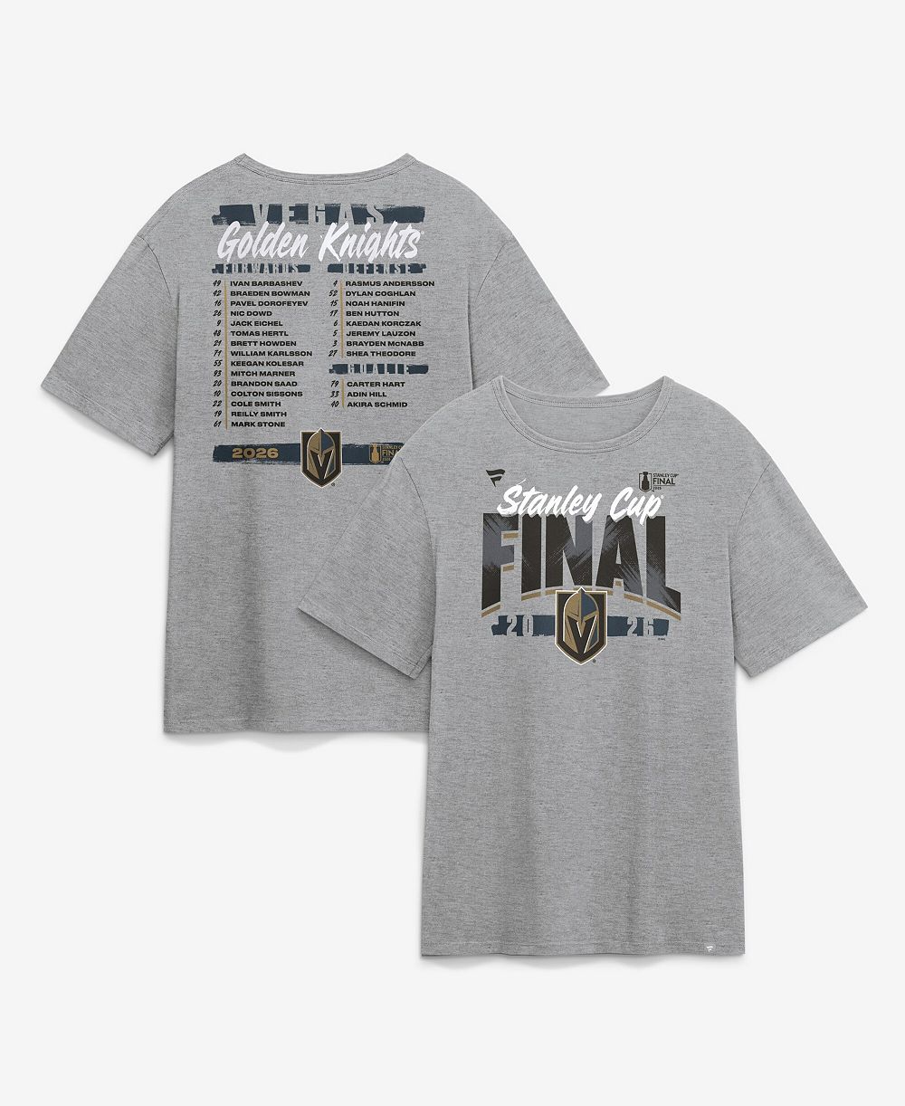 Мужская футболка Fanatics Heather Gray Vegas Golden Knights 2026 Stanley Cup Final Roster