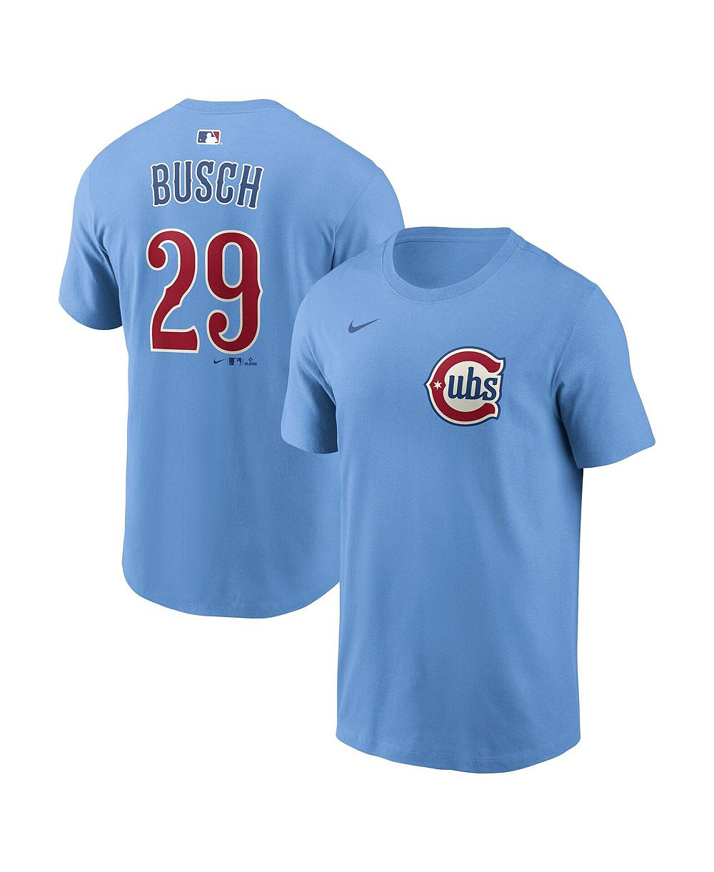 Nike Мужская футболка Nike Michael Busch светло-голубая Chicago Cubs с именем и номером