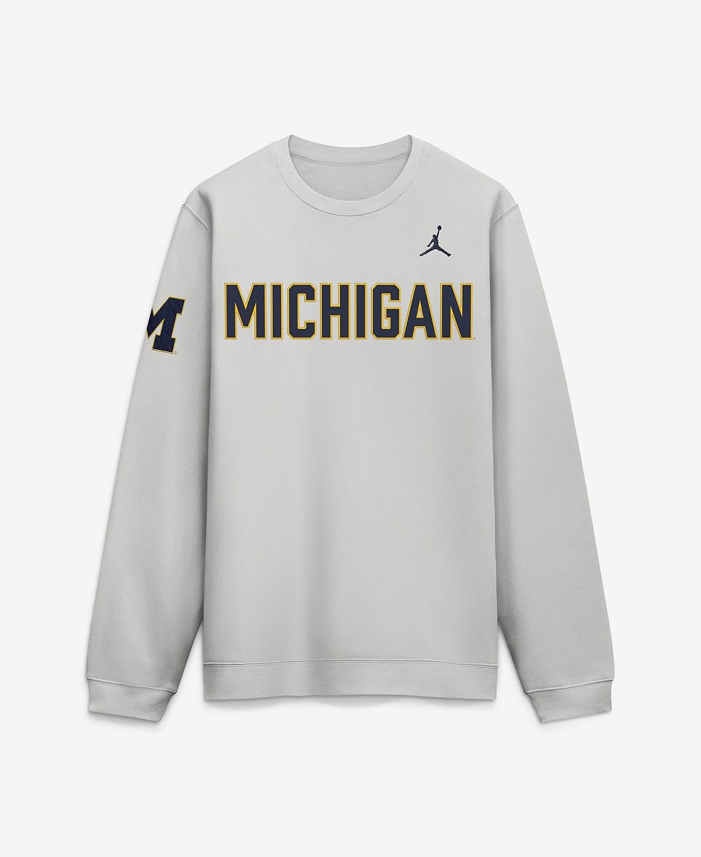 Мужской свитшот Jordan Michigan Wolverines 2026 Sideline Club серый