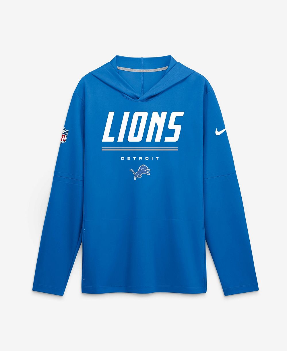 Мужская футболка Nike Blue Detroit Lions Big & Tall Dri-FIT Hooded Long Sleeve