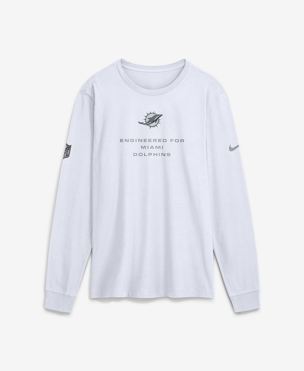 Мужская футболка Nike White Miami Dolphins Sideline Bold Arch Star Dri-FIT с длинным рукавом