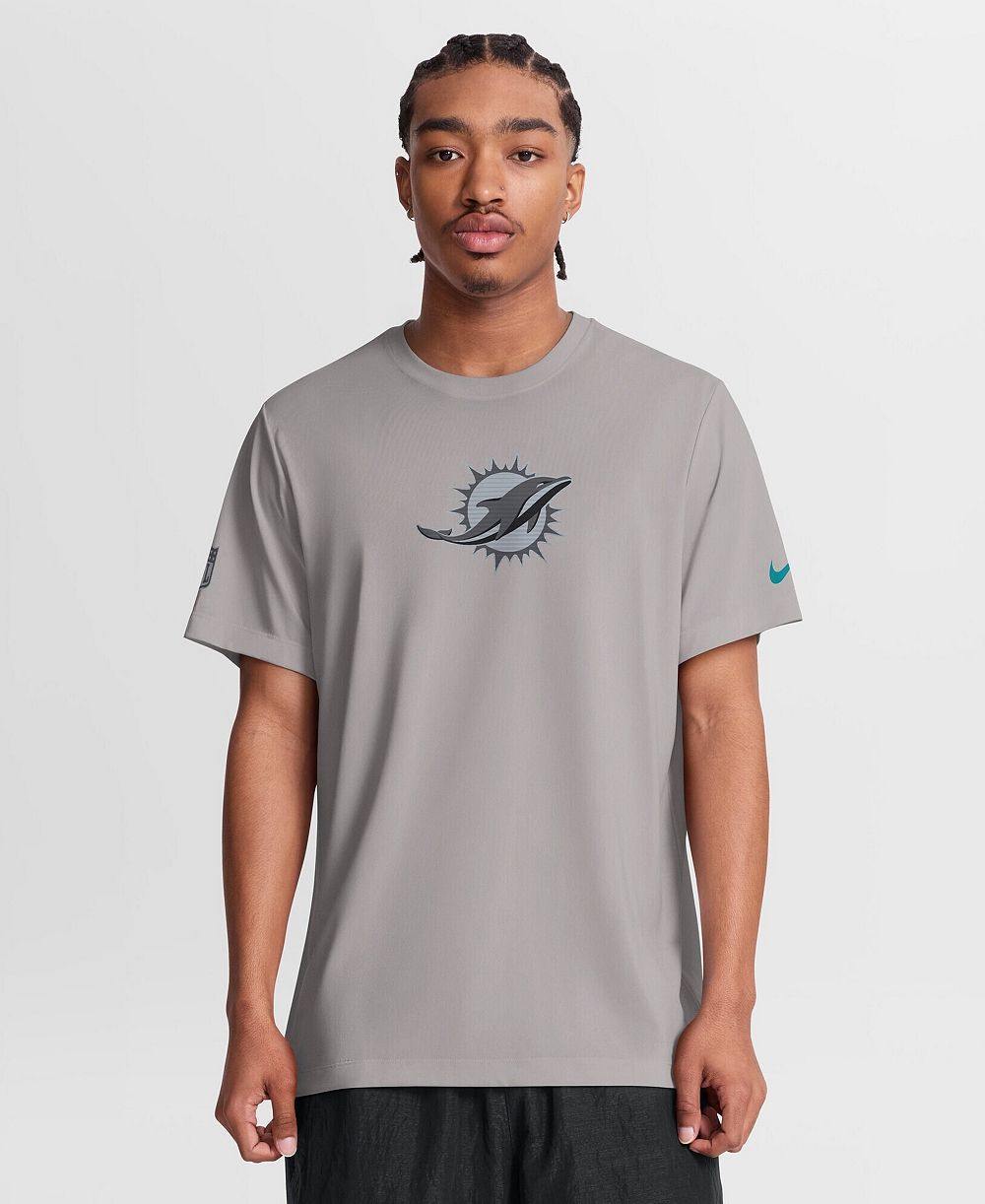 Мужская футболка Nike Miami Dolphins Sideline Lead The Charge Legend Dri-FIT Gray