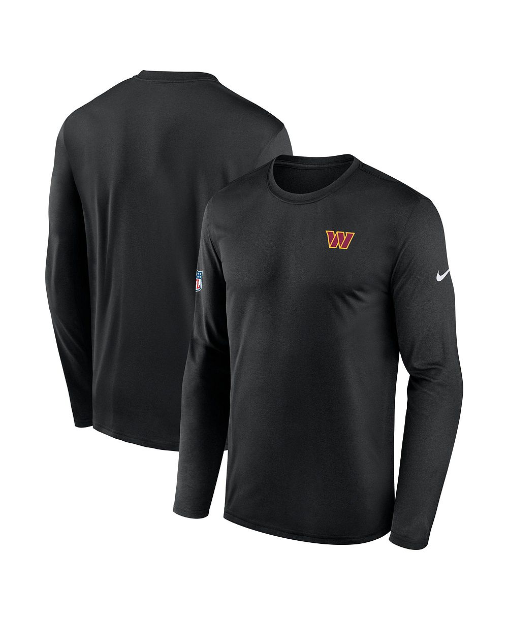 Мужская футболка Nike Black Washington Commanders Sideline Small Logo Legend Dri-FIT Long Sleeve