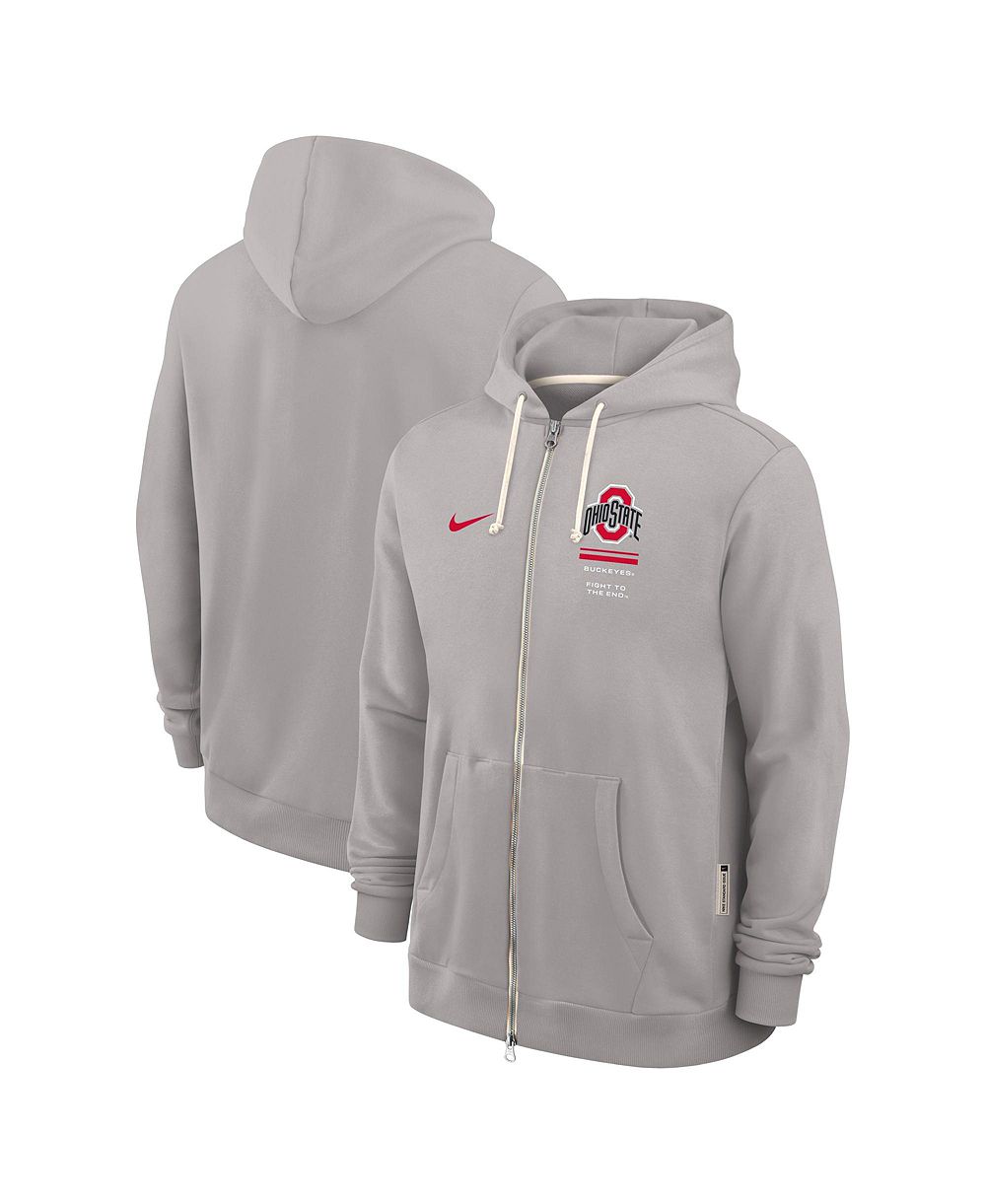 Мужская толстовка Nike Gray Ohio State Buckeyes 2026 Sideline Standard Issue Dri-FIT Full-Zip