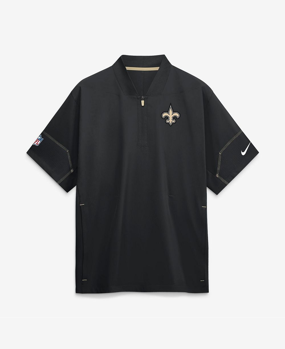 Куртка Nike Men's Black New Orleans Saints Sideline с коротким рукавом и молнией на четверть, Мужская