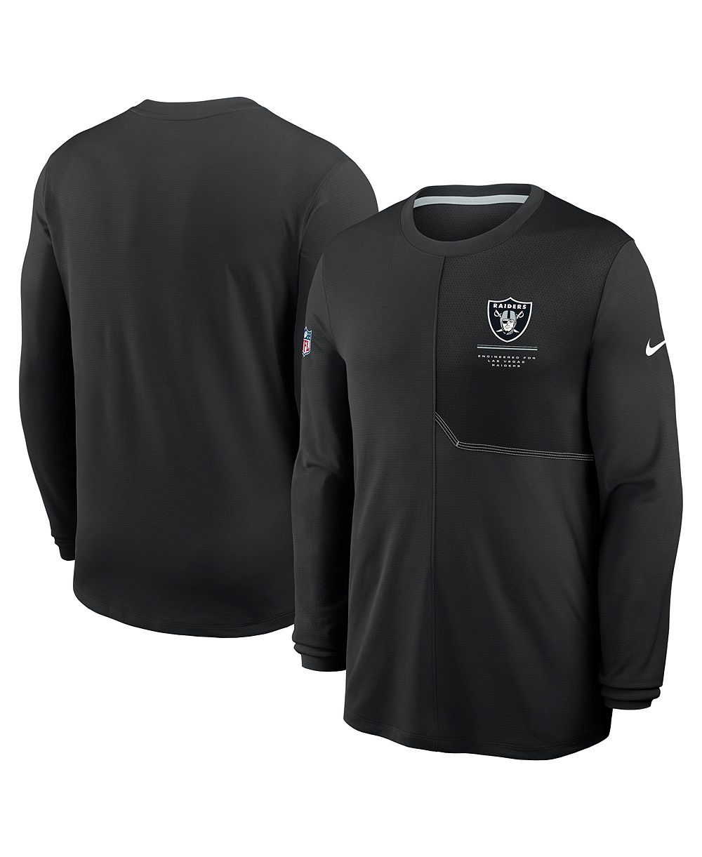 Мужская футболка Nike Black Las Vegas Raiders Sideline Coaches UV Dri-FIT с длинным рукавом