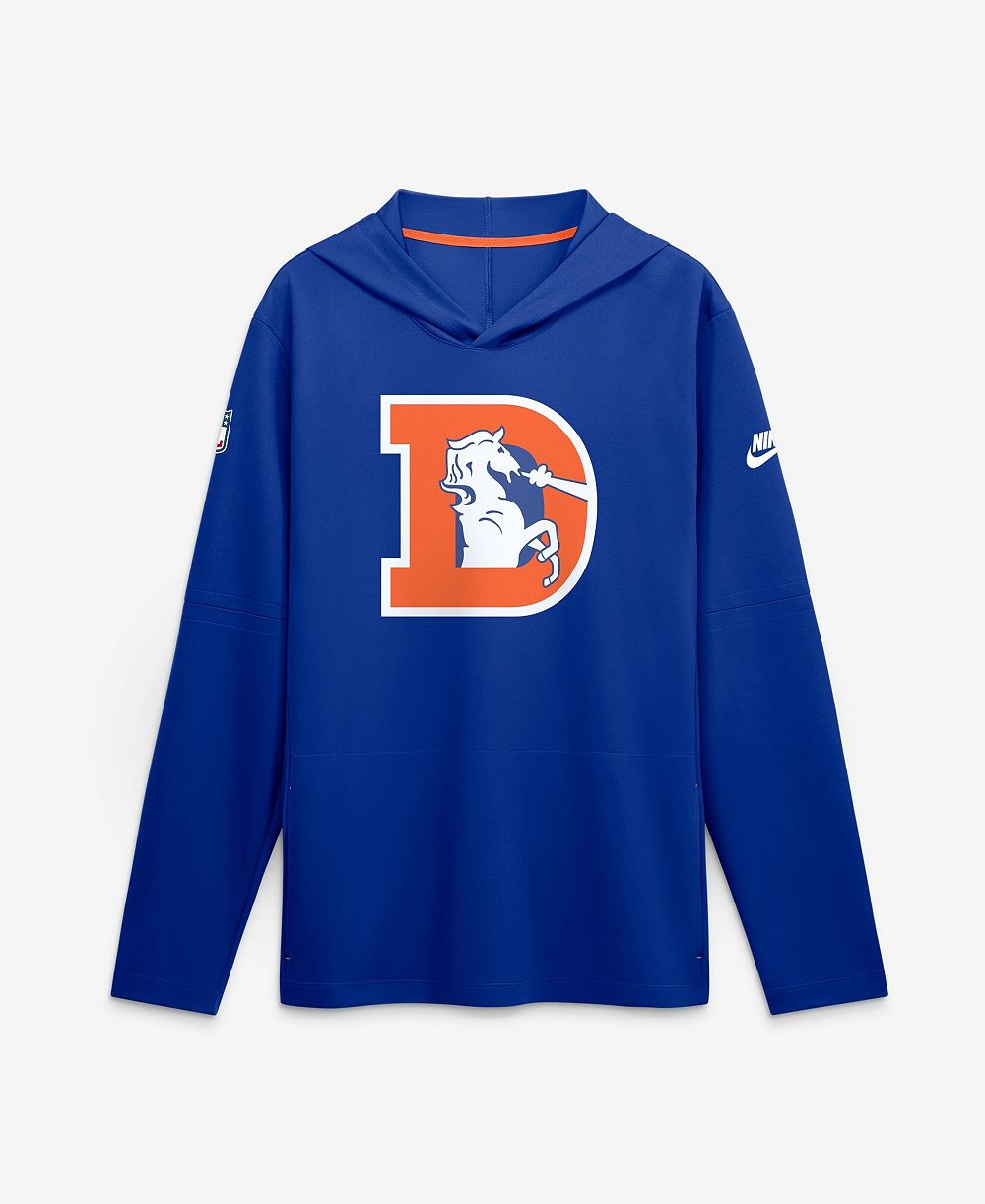 Nike Мужская Royal Denver Broncos Sideline Dri-FIT Long Sleeve Hooded T-Shirt