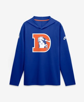 Nike Мужская Royal Denver Broncos Sideline Dri-FIT Long Sleeve Hooded T-Shirt