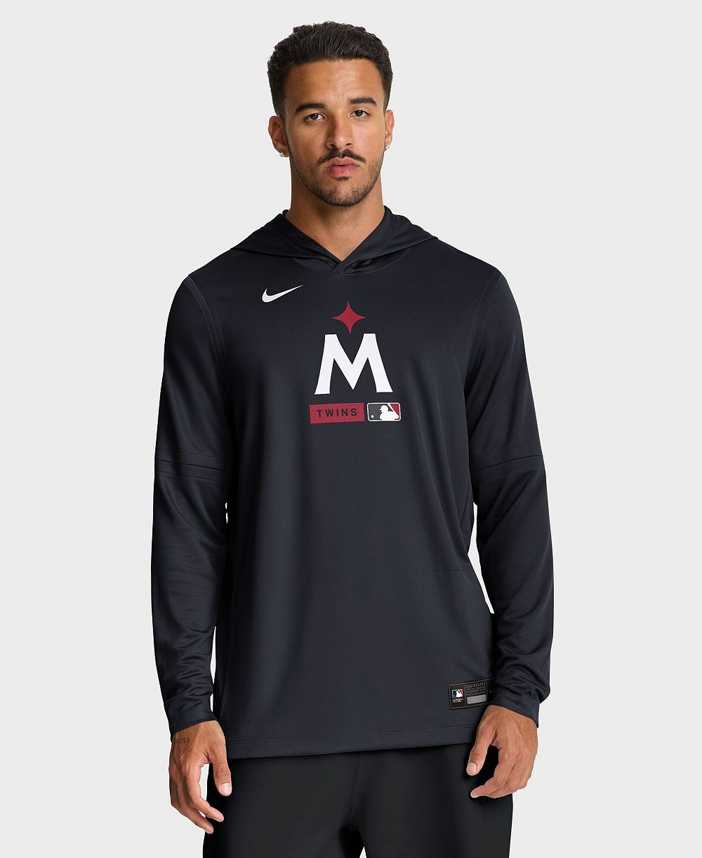 Nike Men's Navy Minnesota Twins Authentic Collection Dri-FIT Long Sleeve Hooded T-Shirt