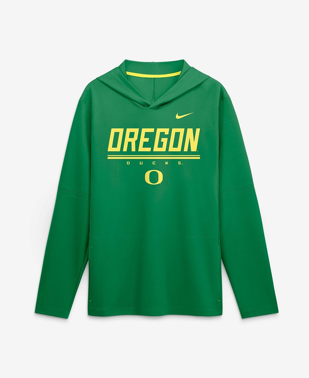 Nike Men's Green Oregon Ducks 2026 Sideline Lightweight Long Sleeve Dri-FIT Hoodie